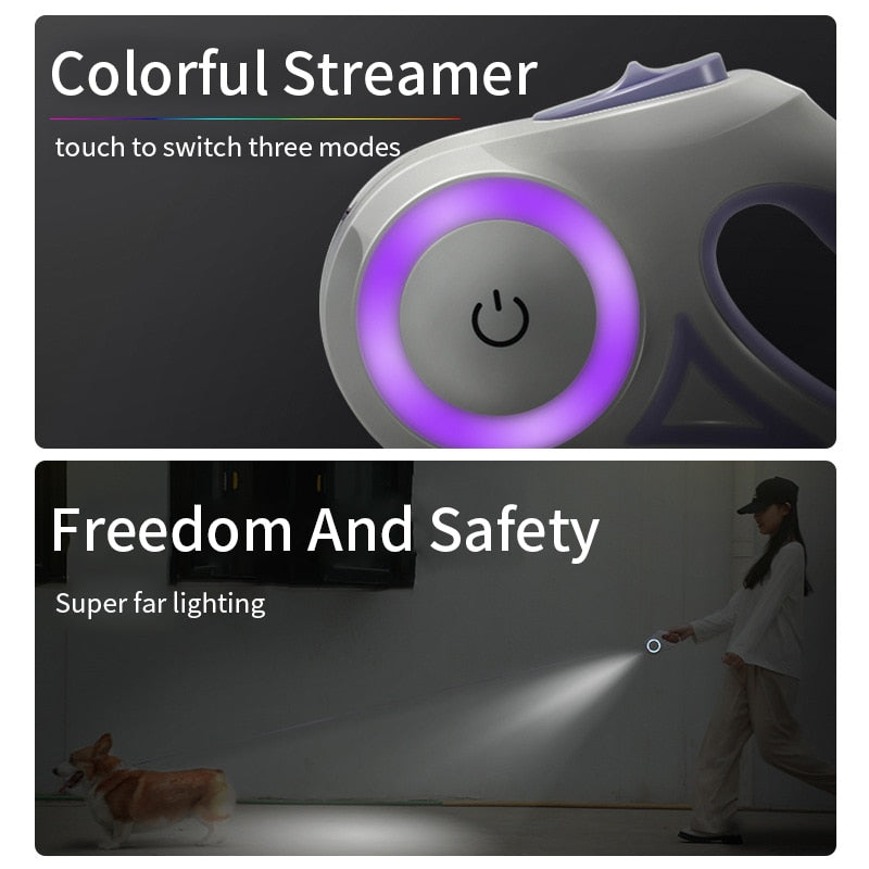 Automatic Retractable LED Pet Leash , Lighting Leash