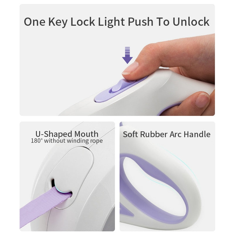 Automatic Retractable LED Pet Leash , Lighting Leash