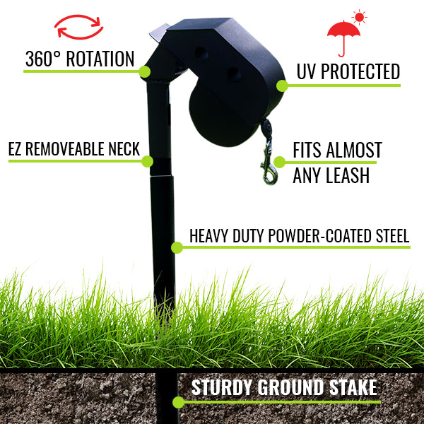 360° Rotating Heavy Duty Pet Stake | Secure Ground Anchor for All Pets