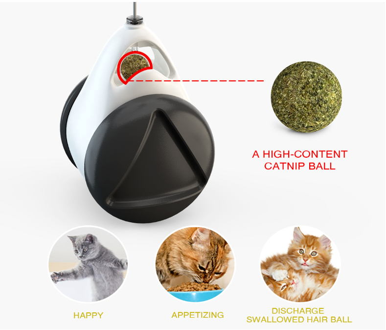 3-in-1 Interactive Tumbler Cat Toy with Rotating Balance Wheel